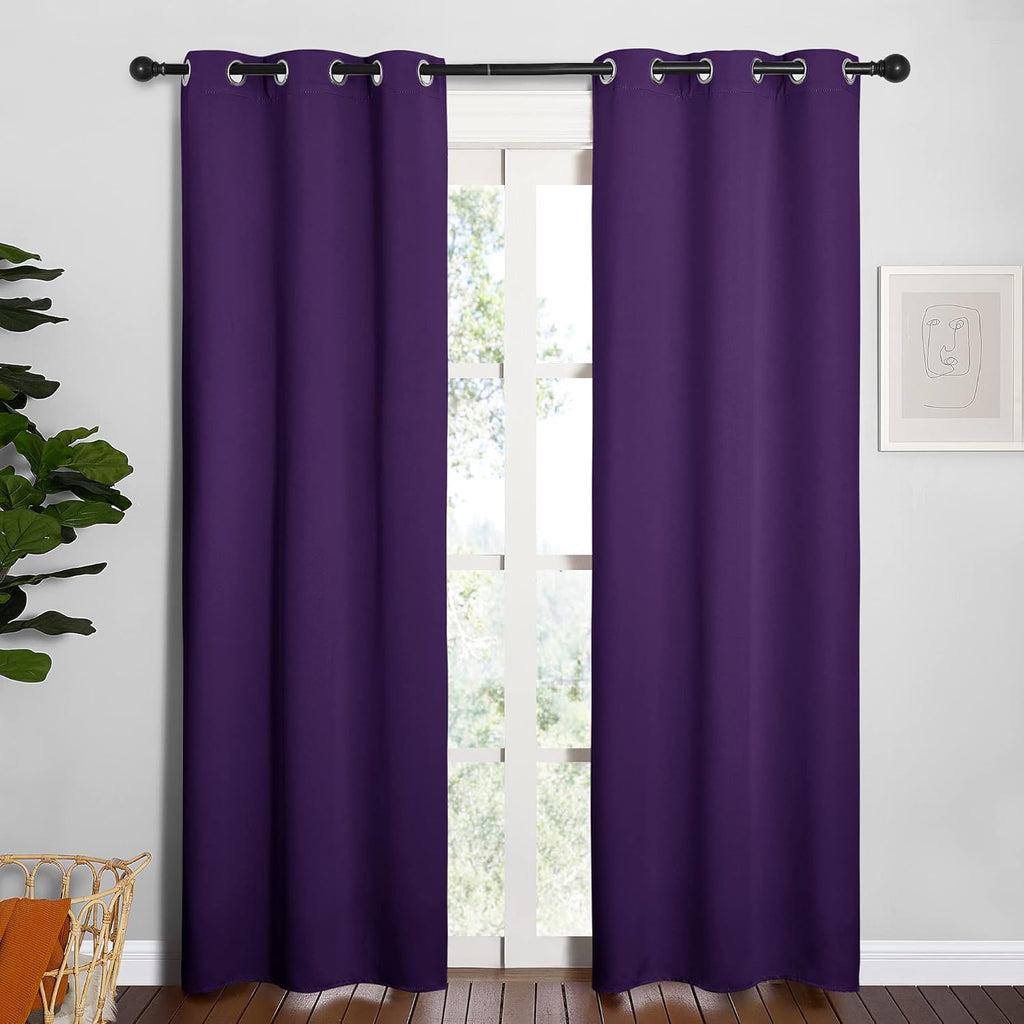 NICETOWN Blackout Curtain Panels - Thermal Insulated, Triple Weave Drapes | Set of 2, 34 x 84 Inches, Royal Purple