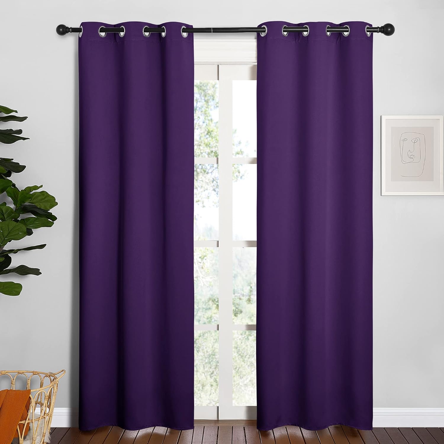 NICETOWN Blackout Curtain Panels - Thermal Insulated, Triple Weave Drapes | Set of 2, 34 x 84 Inches, Royal Purple