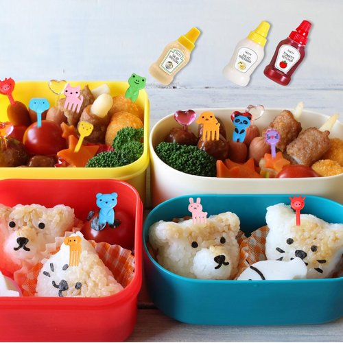 147 Pcs Condiment Squeeze Bottles Bento Lunch Box Accessories Cupcake Liners, Including Food Picks Mini Condiment Bottles Squeeze Bottles, Reusable Lunch Bento Box Accessories