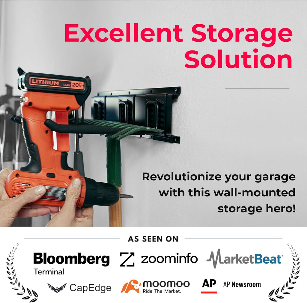 TIDYME Garage Tool Organizer - Sturdy Wall-Mounted Storage Rack | 32 Inches, Adjustable Hooks, 200lbs Capacity