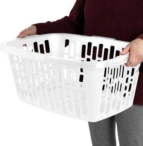 6 Pack Rectangular Plastic Laundry Basket by [Brand Name] - Ventilated, Stackable & Portable, White