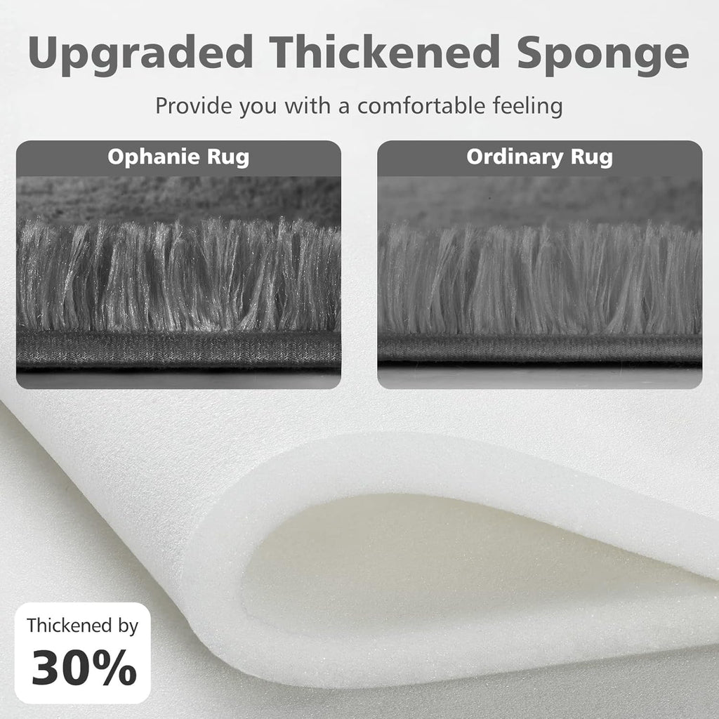 Ophanie 2x3 Light Grey Fluffy Rug - Plush Shag Carpet for Living Room, Kids' Playroom & Bedroom Decor