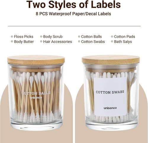 Glass Qtip Holder Set by [Brand Name] - 2 Pack Bathroom Organizer with Lid for Cotton Swabs & Makeup Storage
