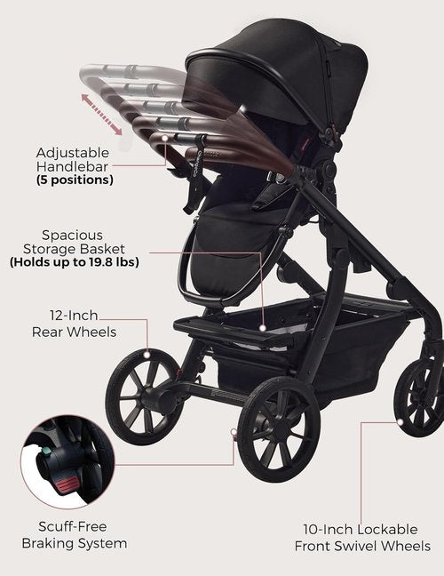 Momcozy Convertible Baby Stroller - 23 Configurations, All-Wheel Suspension & UPF50+ Canopy