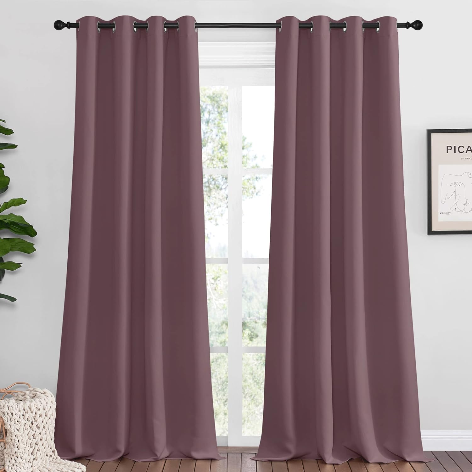 NICETOWN Blackout Curtains - 120" Long, 55" Wide | Sound Reducing, Heat & Cold Blocking Panels for Modern Decor
