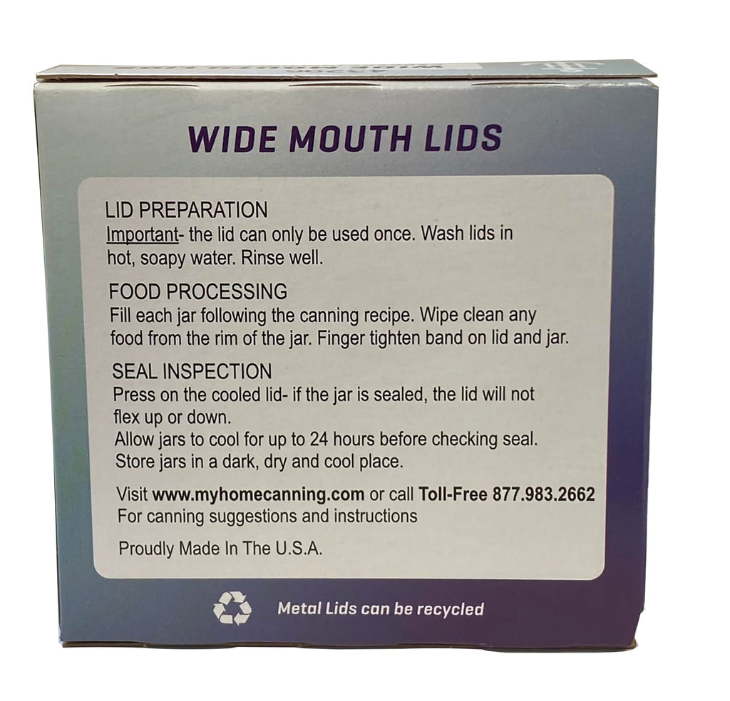 Tecnocap - 12 Wide Mouth Lids – Canning Lids for Mason Jars – Tight Seal & Leak Proof – 12 Pcs per box, 24 boxes per package.