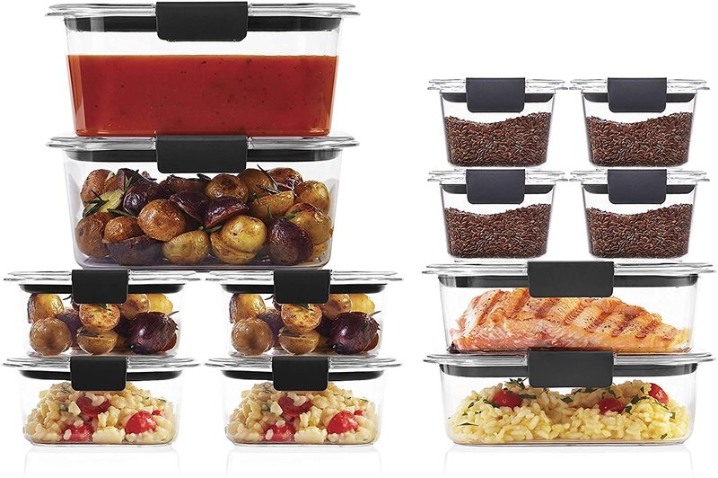 Rubbermaid Brilliance Storage Plastic | BPA Free, Leak Proof, Clear, 24-Piece & Brilliance Glass 4.7-Cup Food Containers with Lids, Clear (Pack of 3)