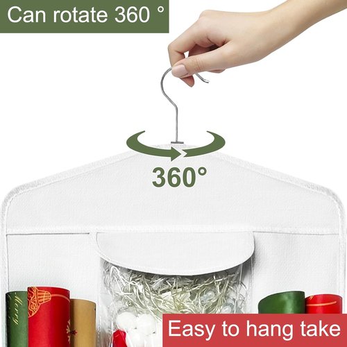Gift Wrap Organizer - Double-Sided Hanging Storage Bag for Wrapping Paper | Black