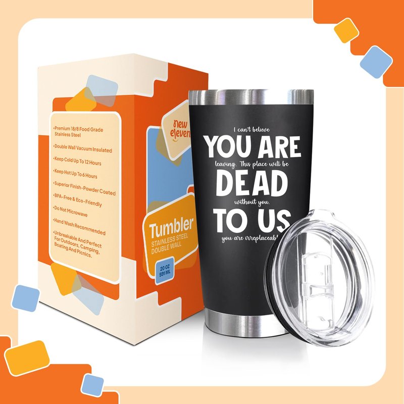 NewEleven Coworker Leaving Gifts - Farewell Gifts, Going Away Gift For Coworker - Goodbye Present, Good Luck Gift For Coworkers, Friends, Boss, Men, Women - 20 Oz Tumbler Black