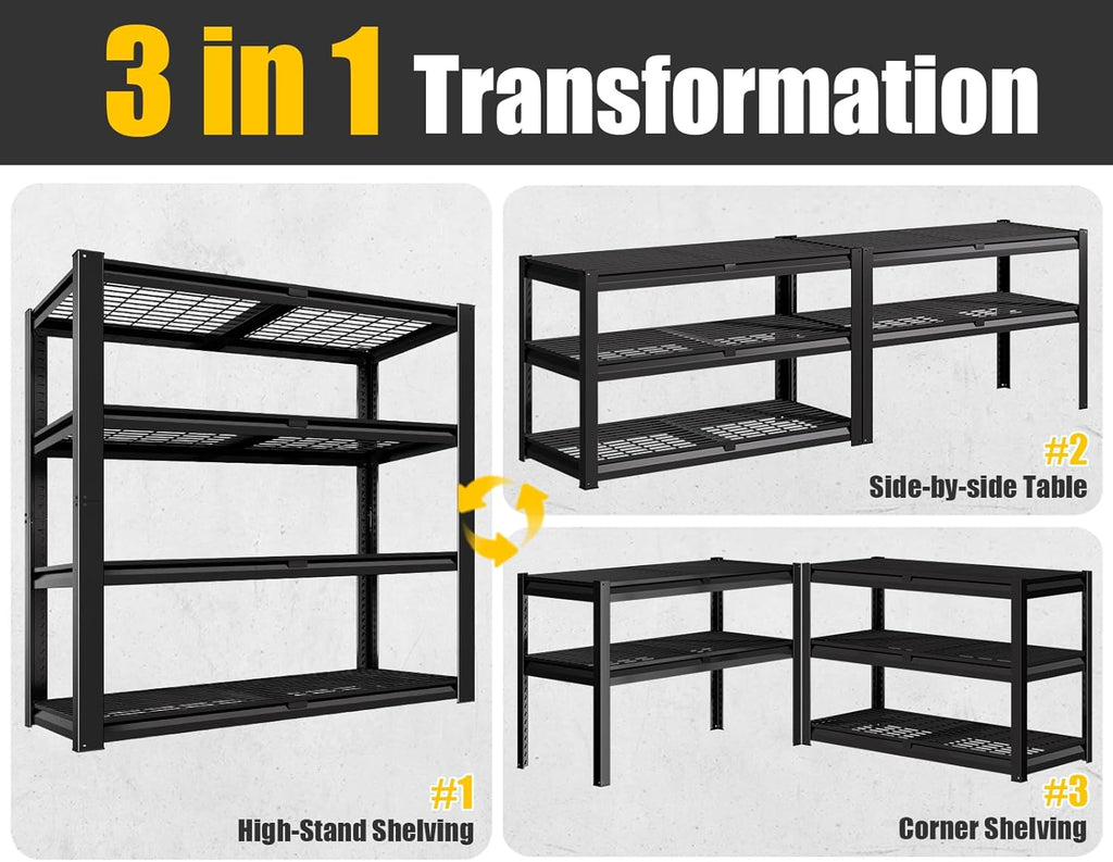 PrimeZone Heavy Duty Garage Shelving - 2200 LBS Capacity, 4-Tier Adjustable Metal Rack | 40" W X 20" D X 60" H