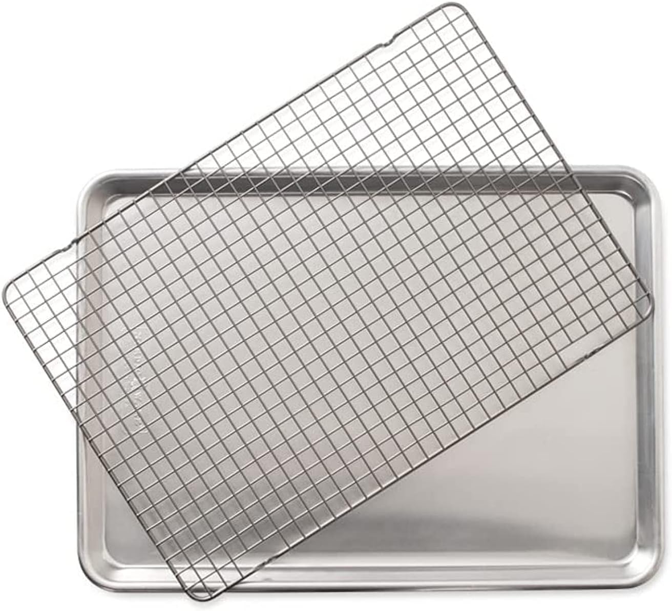 Nordic Ware Half Sheet & Quarter Sheet Set - Non-Stick Baking Trays with Grid Design