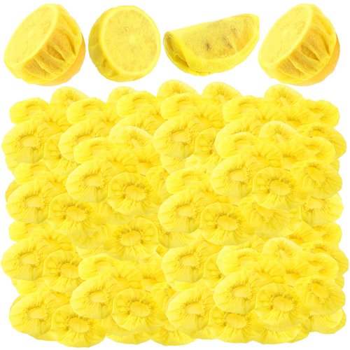 Gulfmew 300 Pack Lemon Wedge Stretch Wraps Covers Lemon Nets Bag Covers for Squeezing for Seed Free Squeezing of Halves or Wedge, Yellow