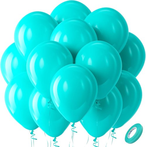 Bezente Teal Balloons - 100 Pack 12-Inch Round Latex Helium Balloons for Weddings, Graduations & Parties