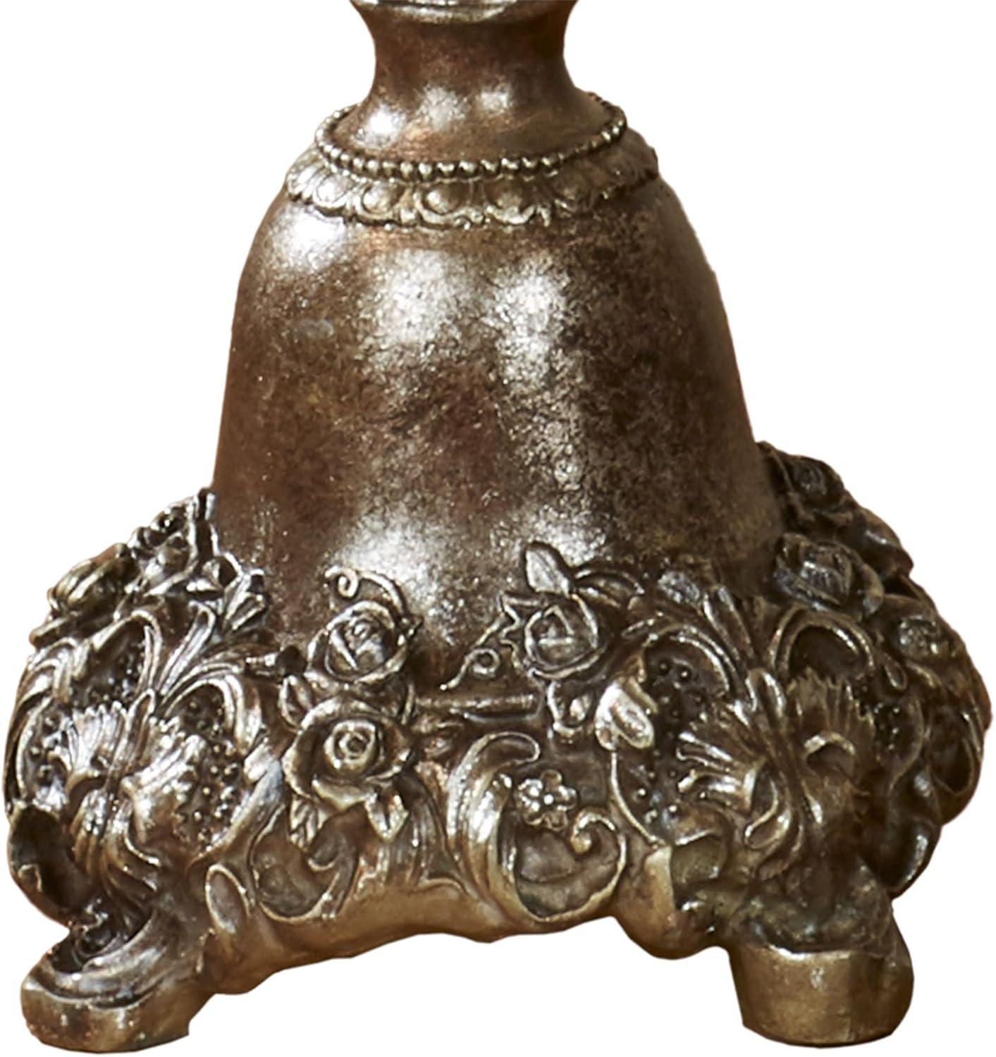 Touch of Class Victoria Acanthus Leaf Candleholders Set of 3 - Metallic Bronze & Silver Resin Candlesticks for Elegant Home Décor