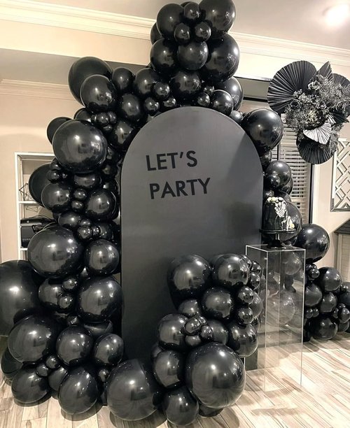 BAUANOOY Black Latex Balloons - 12 Inch, 100pcs with Ribbon for Graduation & Birthday Party Decor