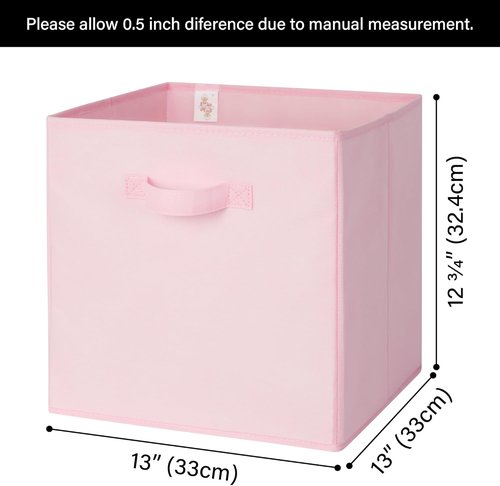 Granny Says Cube Storage Bins - Collapsible 13x13 Organizer Baskets with Handles | Pink 6-Pack