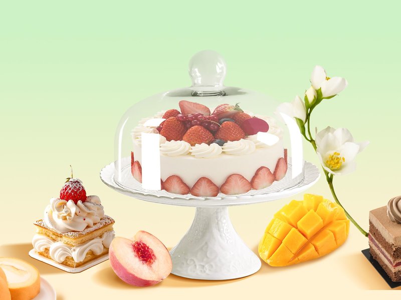 Jusalpha® 12 Inches White Porcelain Decorative Cake Stand-Cupcake Stand (CS01 - Glass Dome)
