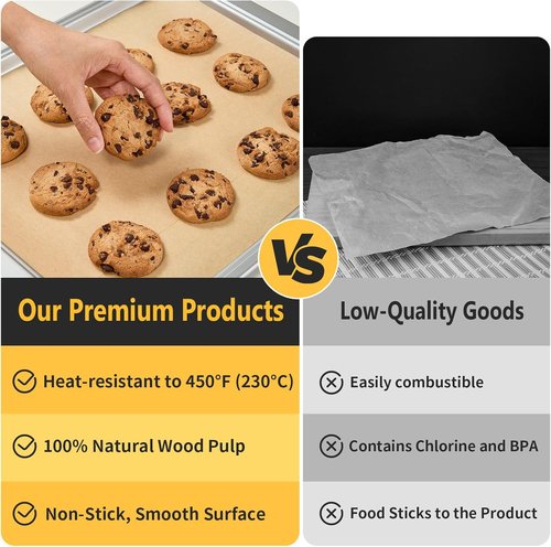 200 Pcs Parchment Paper Sheets - Non-Stick Baking & Grilling | 9x13 In, 450°F Heat Resistant, Natural Wood Pulp