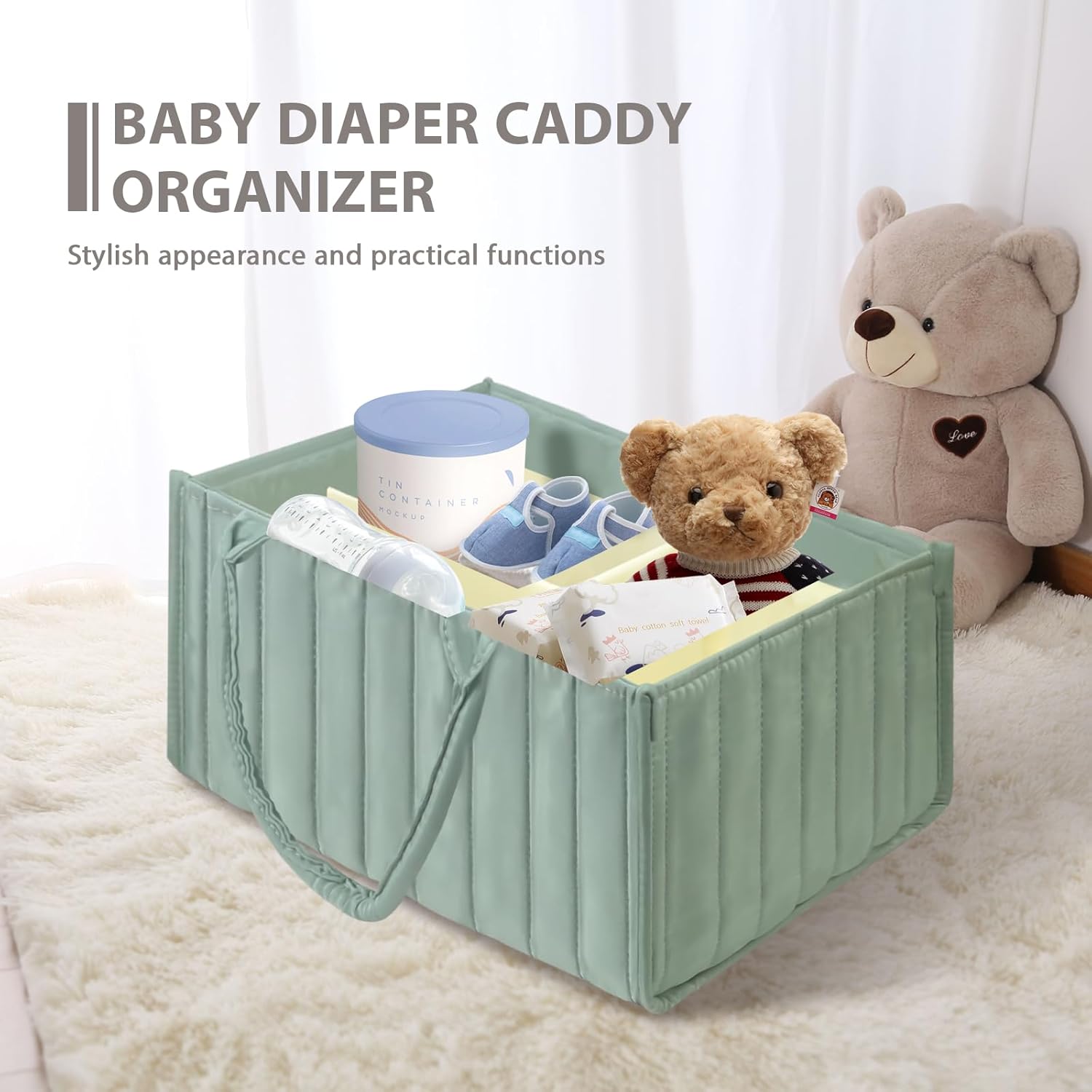 Skiennix Baby Diaper Caddy Organizer - Stylish Storage Bin for Diapers & Wipes | Perfect Baby Shower Gift