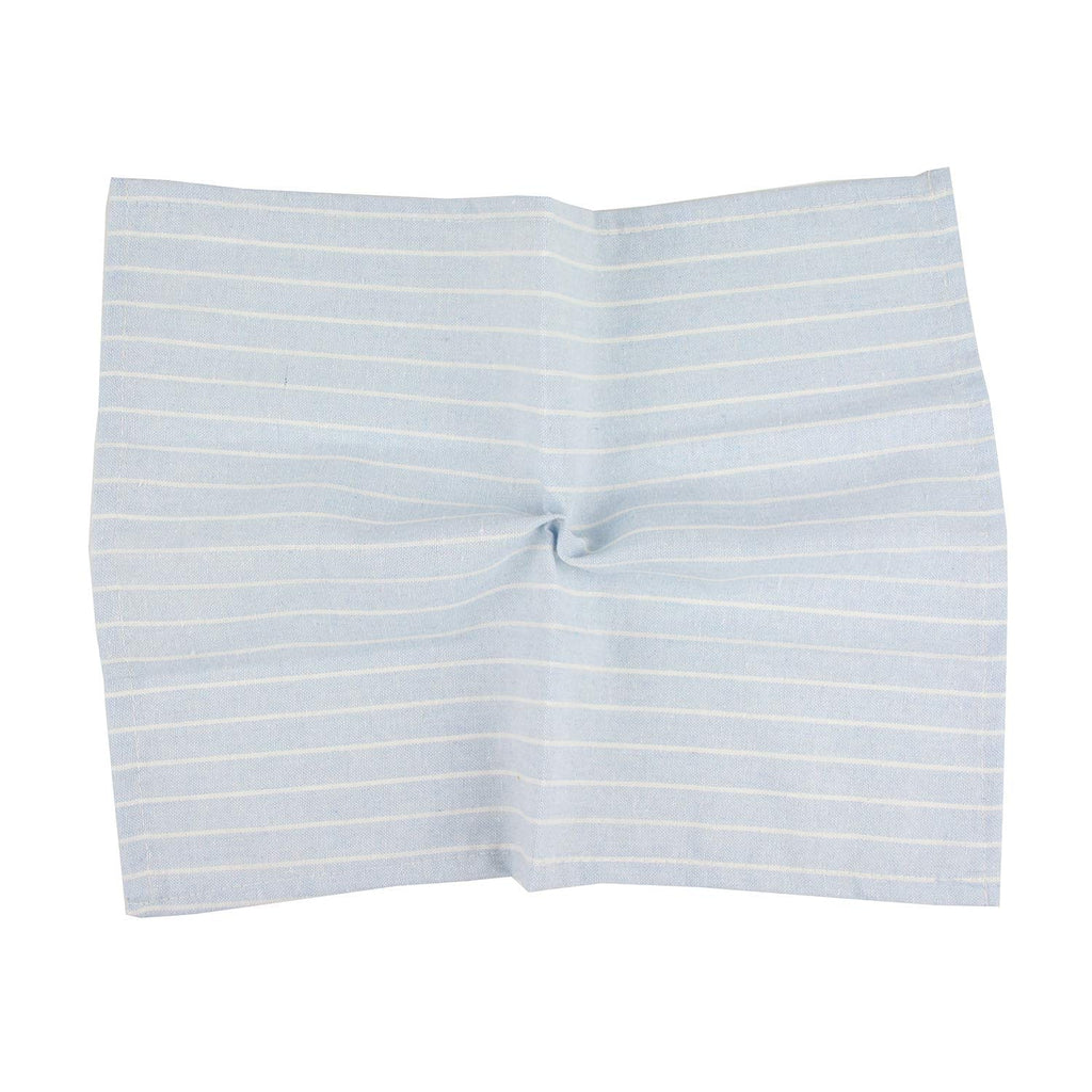 INFEI White Striped Linen Cotton Dinner Cloth Napkins - Set of 12 (40 x 30 cm) - for Events & Home Use (Sky Blue)