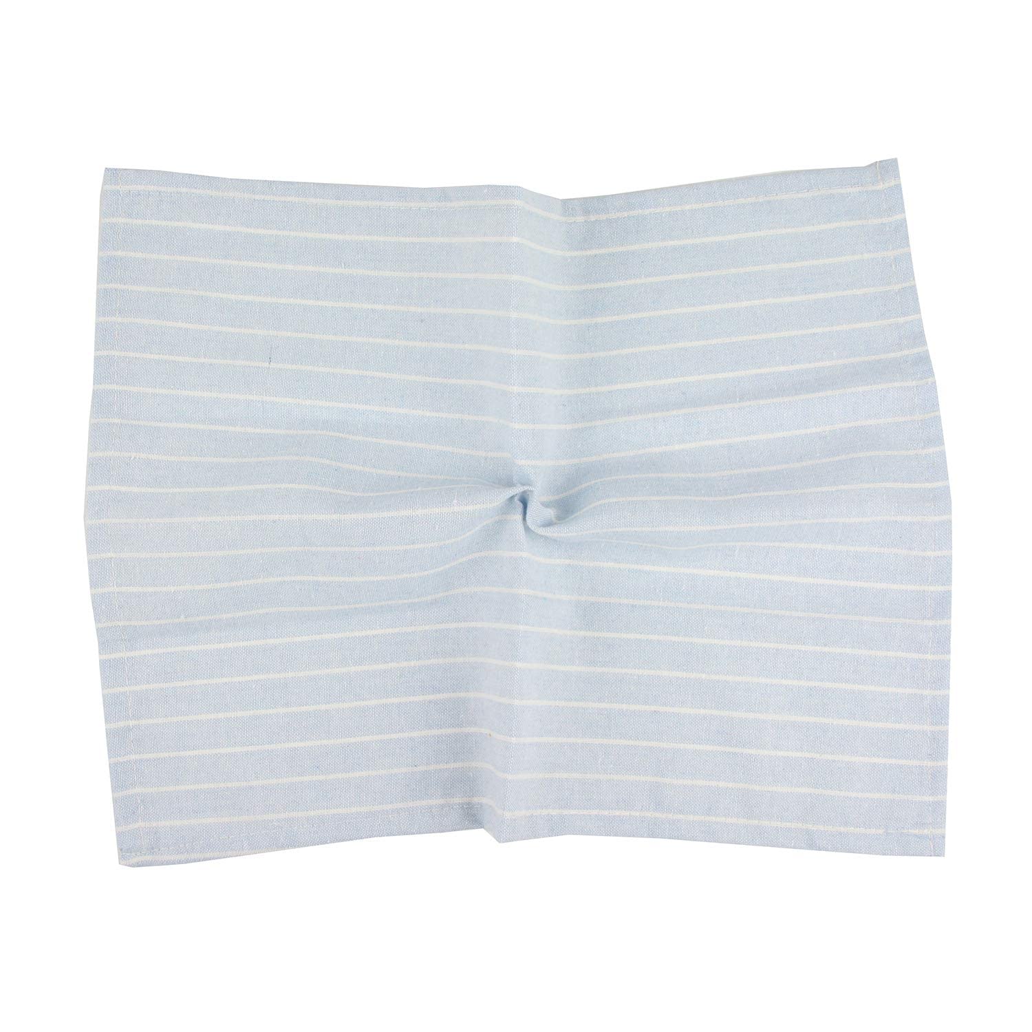 INFEI White Striped Linen Cotton Dinner Cloth Napkins - Set of 12 (40 x 30 cm) - for Events & Home Use (Sky Blue)
