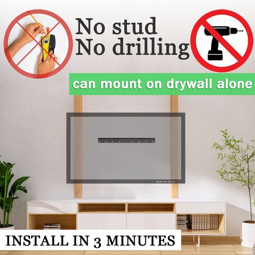 Auoace Drywall Studless TV Mount, 4 Pack Small TV Wall Mount for 12-55 inch Smart TVs, 1.1” Low Profile Non Stud TVs Bracket, up to 99 lbs, Easy Install Include All Hardware Levels