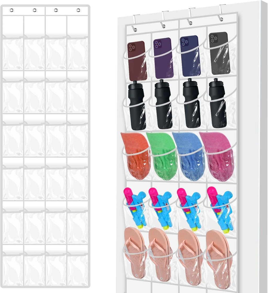 Windyun 24-Pocket Over-The-Door Hanging Organizer - Large Clear Shoe Rack for Closet & Bathroom
