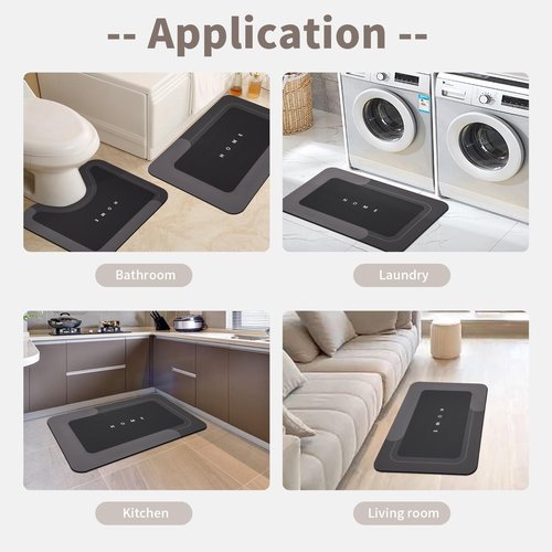 3PCS Absorbent Bath Mat Magic Rug Sets, Quick Drying Bath Mat Non-Slip Floor Rug Rubber Backed for Bathroom Kitchen Shower Sink (16.9''x23.6''+19.7''x23.6''+19.7''x31.9'', Black)