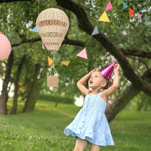 BESTOYARD Hot Air Balloon, Woven Hot Air Balloon Floating the Skies for Kid Room, Preschool, Nursery, Photo Prop - 22.44 X 9.05 X 9.05 Inch