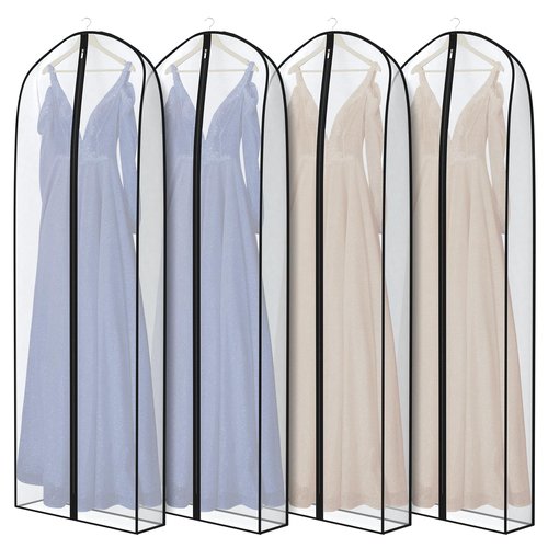 Zilink Breathable Dress Bags for Gowns Long 72” Wedding Dress Storage Bags Silky Dress Bags for Closet Storage with 7" Gussted Wrinkle Free for Long Evening Dresses Puffy Dress Storage, Set of 4