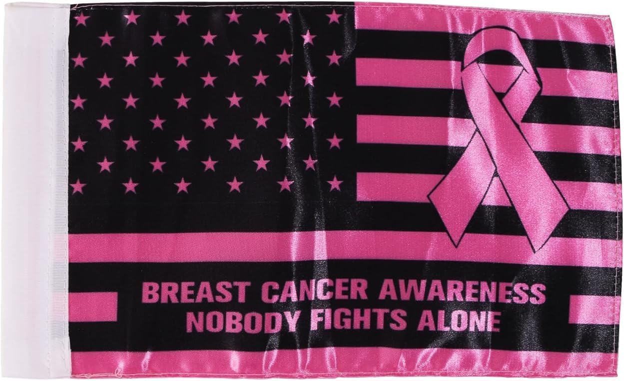 Rouge Motorcycle Flag - Double-Sided Breast Cancer Awareness Design | 6x10 Inch Satin Polyester