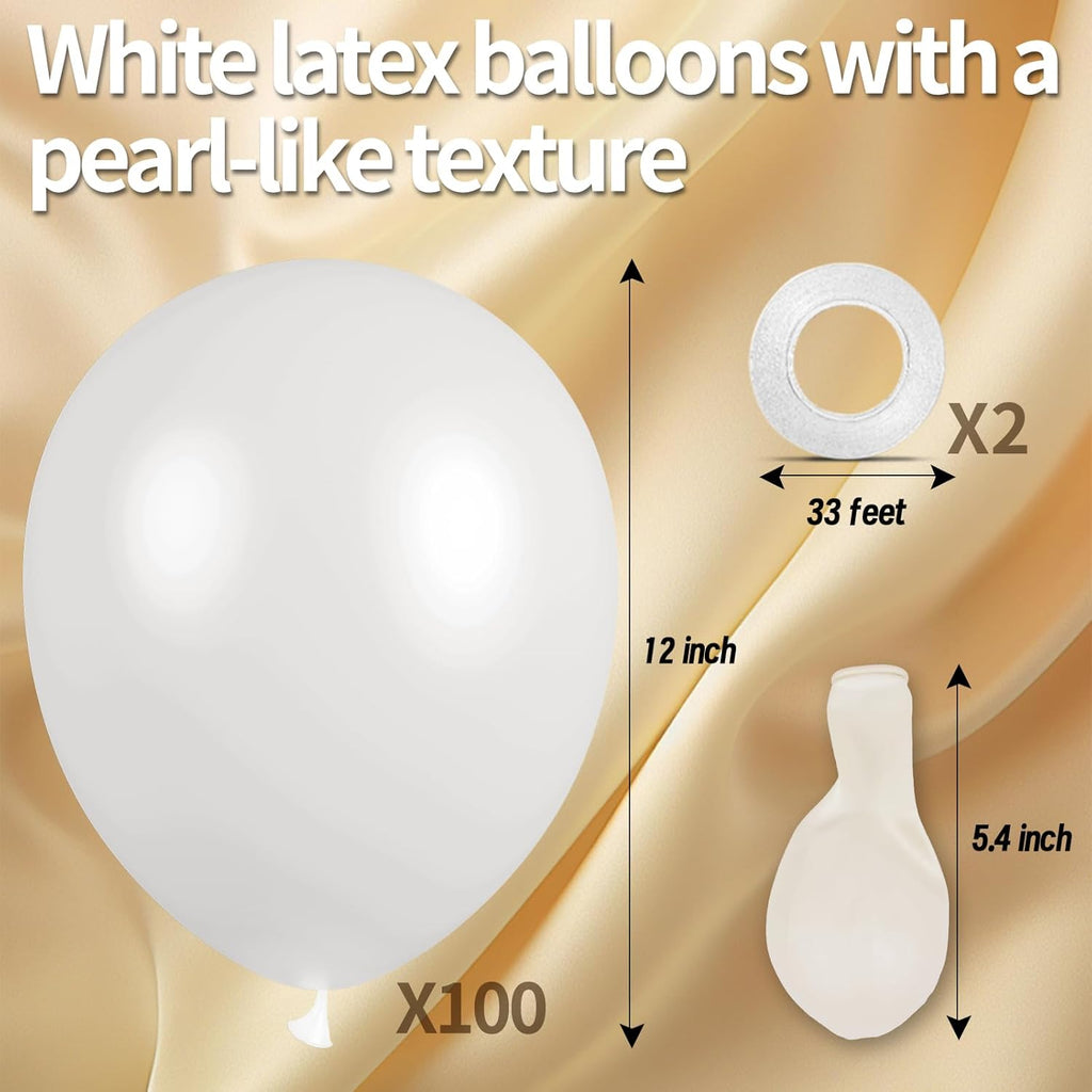 Pearl White Balloons - 12 Inch Latex Party Balloons for Weddings, Showers & Celebrations