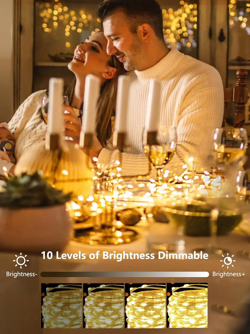 Skiennix 100 LED Fairy Lights - Waterproof 33FT Twinkle String Lights with Remote & Timer | Warm White