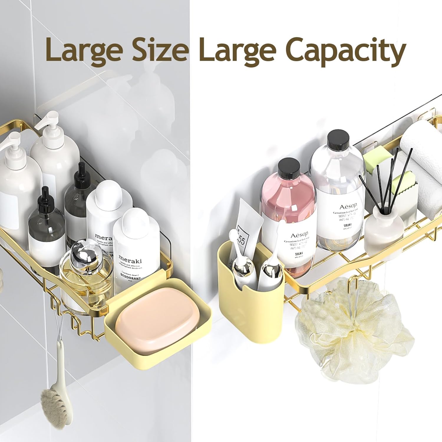 NESOMI Shower Caddy - Rustproof Stainless Steel Organizer with Large Capacity | 7-Pack No-Drill Rack Accessories