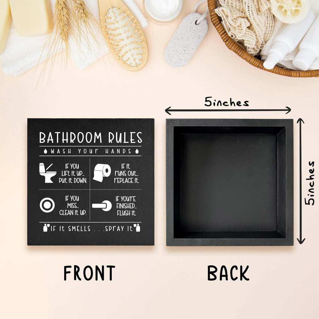 Regine Switzerland Funny Restroom Sign - Rustic Black Wooden Box Decor for Bathroom | Perfect Gift for Thanksgiving & Christmas