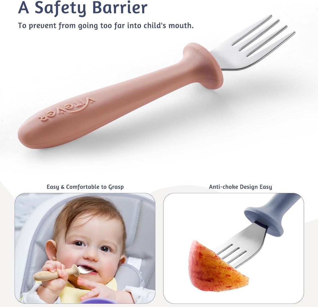 Skiennix Toddler Forks Set - 6-Piece Kids Utensils with Silicone Handles | BPA-Free, Dishwasher Safe