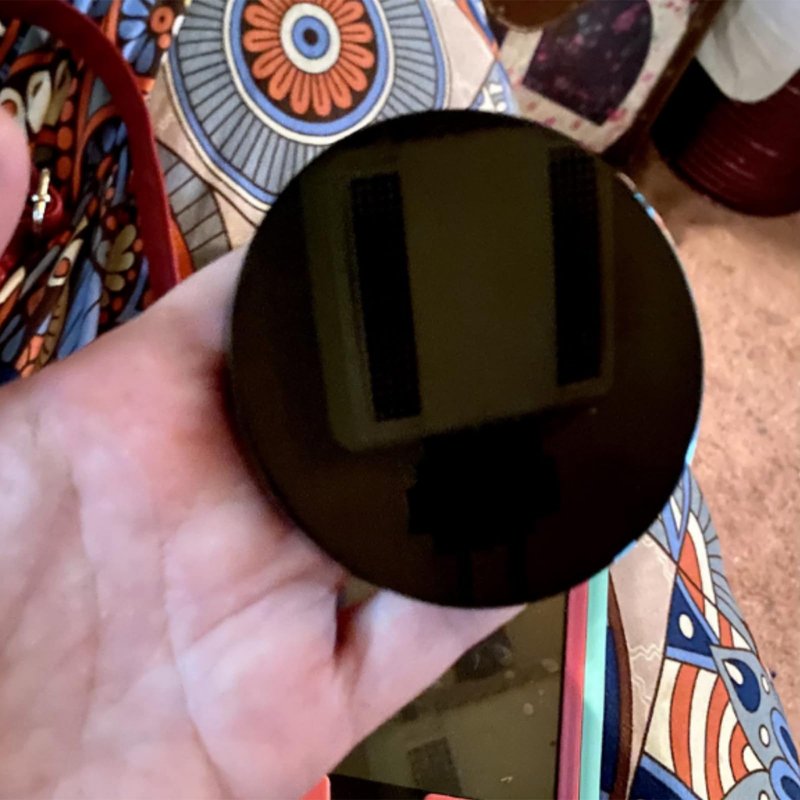 JIEXUAN Black Obsidian Scrying Mirror, Black Obsidian Circle Disc Feng Shui Mirror with Stand, Home Desk Decor Crafts (15cm)