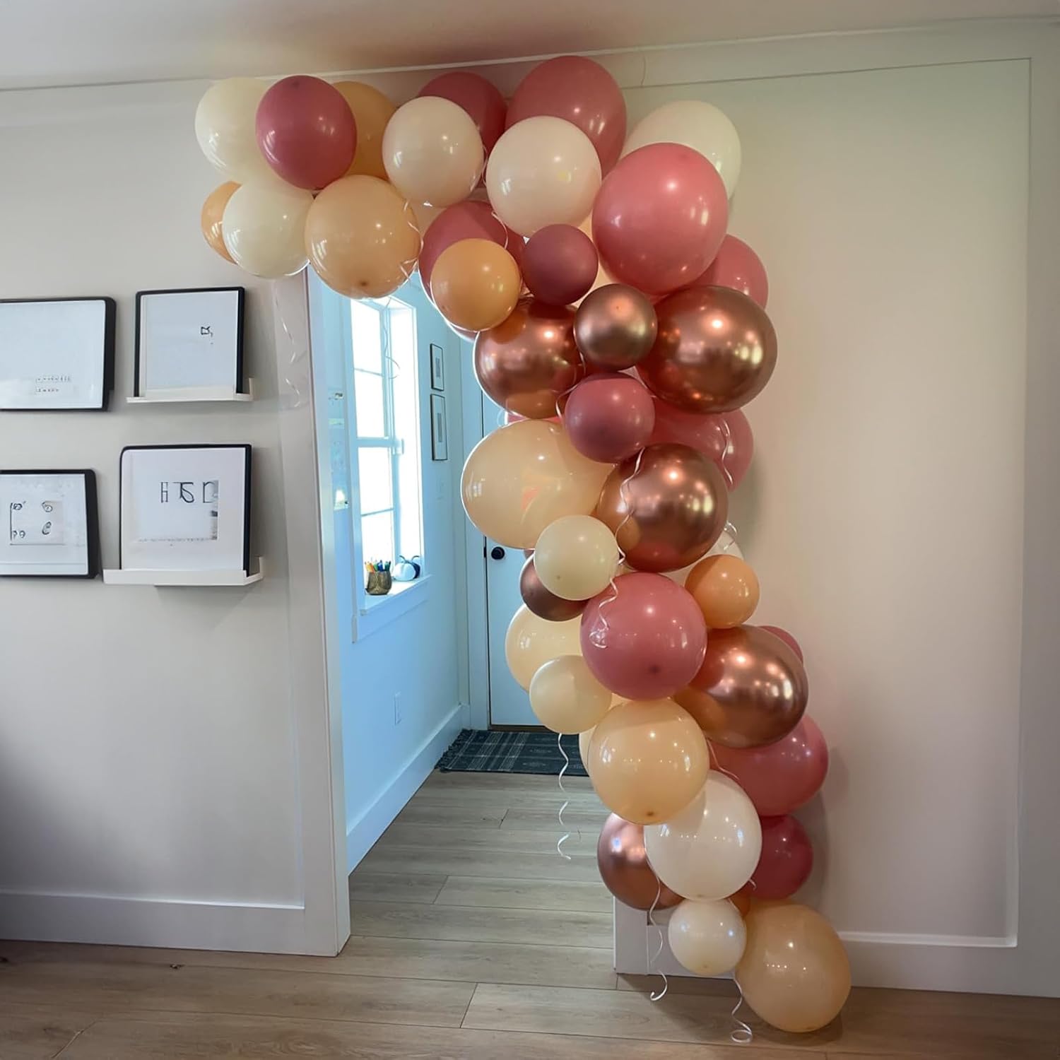 Skiennix Retro Blush Pink Balloons - 60 Pack 12 Inch Metallic Chrome & Dusty Pink for Bridal & Baby Showers
