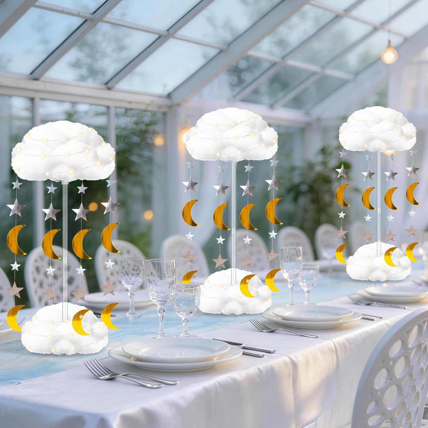 Skiennix 3D Fluffy Cloud LED Light Kit - DIY Hanging & Table Centerpiece for Baby Showers, Nurseries & Parties