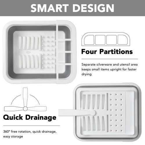 Tiawudi Collapsible Dish Drying Rack, Pop Up Dinnerware Drainer, Portable Plate Organizer for Kitchen RV Campers Travel Trailer, Space Saving Kitchen Storage Tray