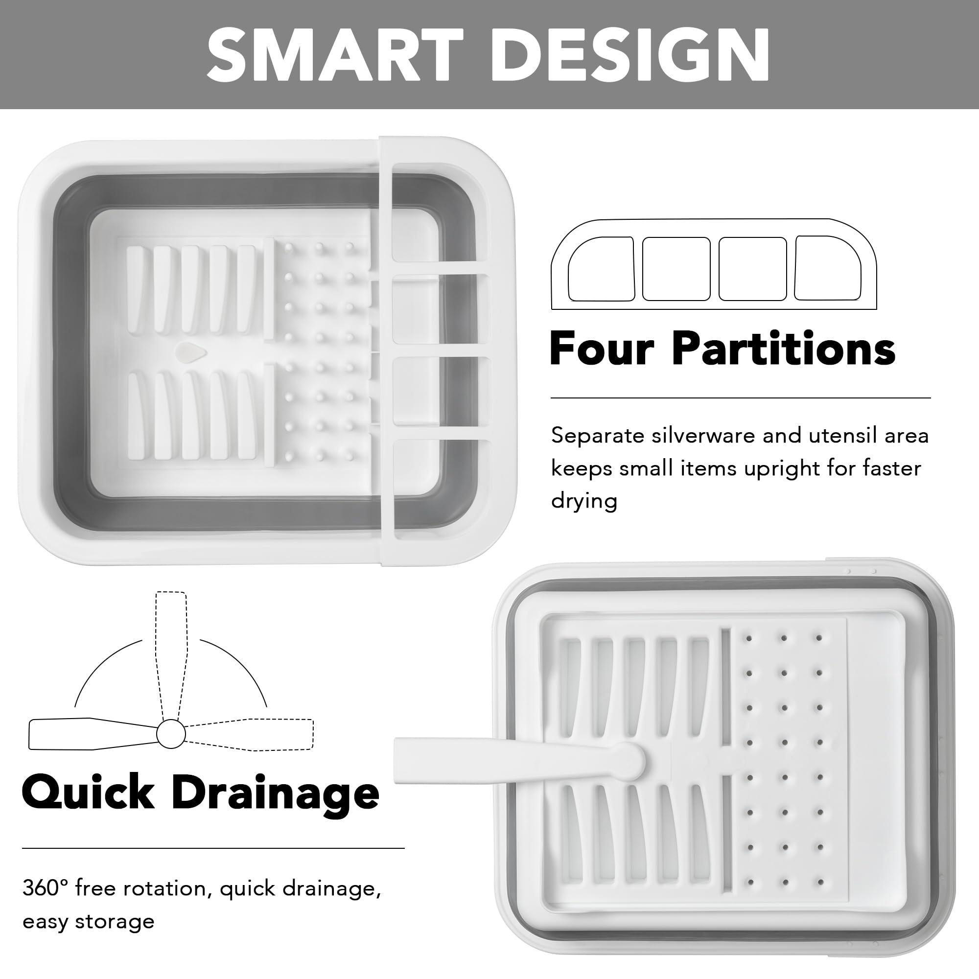 Tiawudi Collapsible Dish Drying Rack, Pop Up Dinnerware Drainer, Portable Plate Organizer for Kitchen RV Campers Travel Trailer, Space Saving Kitchen Storage Tray