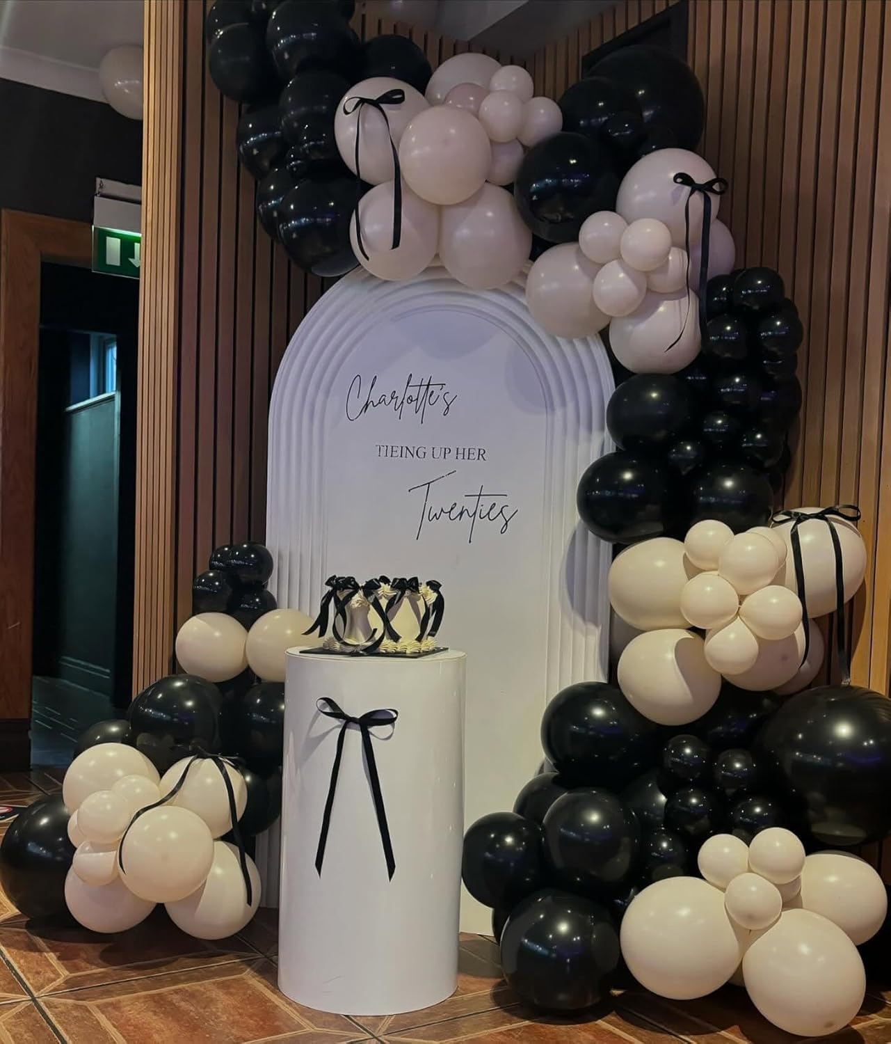 Skiennix 153-Piece Black & Sand White Balloon Garland Arch Kit - 18", 12", 10", 5" Sizes for Birthday, Wedding & Party Decor