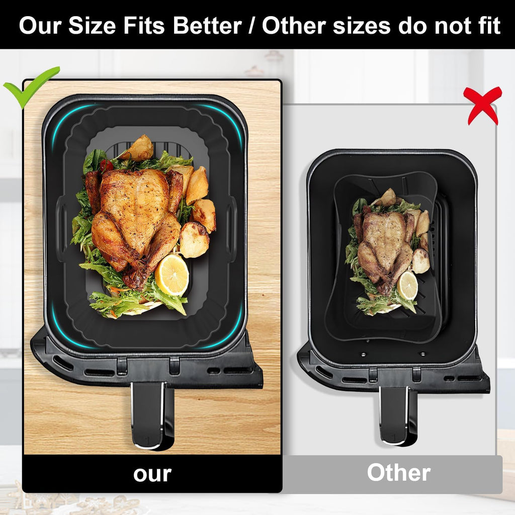 Silicone Air Fryer Liners by Ninja | Reusable 2-Pack for 8-10QT Dual Basket Air Fryers