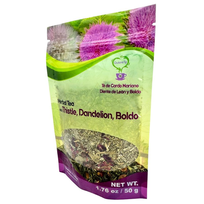 Cardo Mariano, Milk Thistle, Dandelion Root, Boldo Tea, Quiere Te 100% Natural, 1.76 Oz (50gr) Blend Herbal Tea for Liver Detox Support, Cleanse and Digest, Non-GMO, Sugar Free, Caffeine-Free, 1 Bag