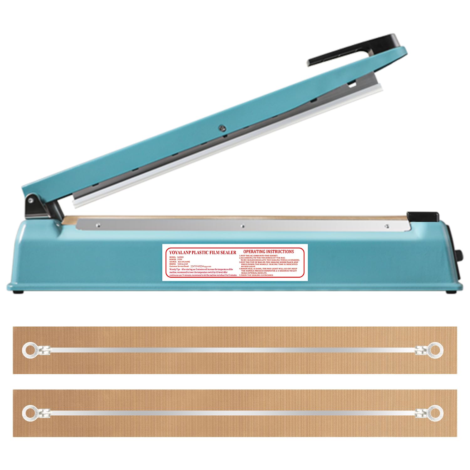 Metal body,Impulse Sealer 16 inch, Manual Heat Sealer Machine for Plastic Bags, Shrink Wrap Bag Sealers Heavy Duty Sealing Machine With Repair Kit (Blue)