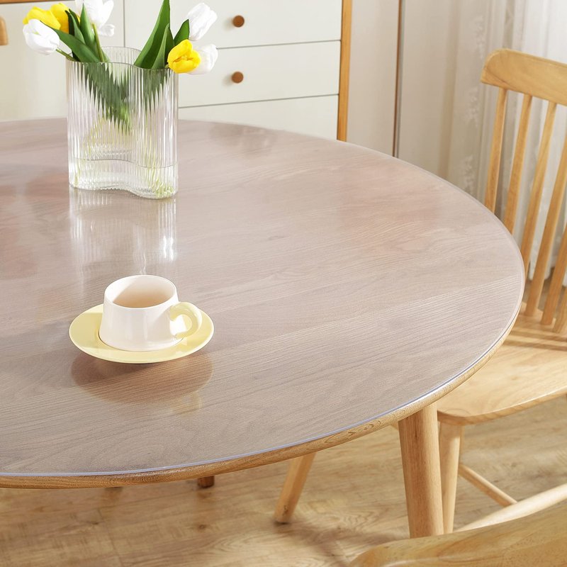 Royhom 45 Inch Clear Round Table Cover Protector, 2mm Thick Plastic Table Cover Round, PVC Circle Tabletop Protective Pad for Kitchen Dining, Non-Slip, Easy Clean, Waterproof