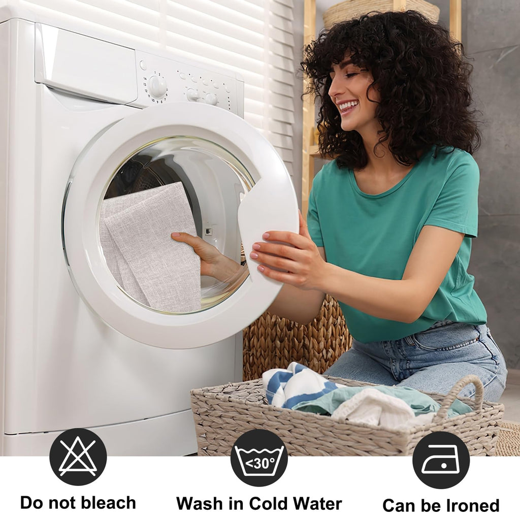 homing Cotton Linen Placemats Set of 6, Cloth Washable Farmhouse Dining Table Mats for Indoor, Outdoor, Easter, Easy to Clean, Neutral Beige, 13 x 19 Inch