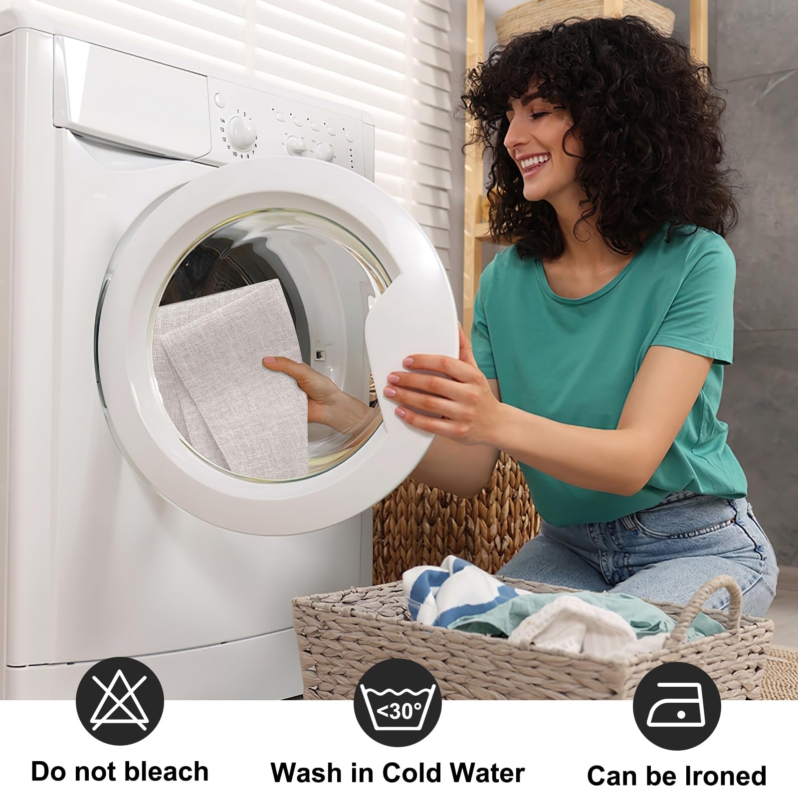 homing Cotton Linen Placemats Set of 6, Cloth Washable Farmhouse Dining Table Mats for Indoor, Outdoor, Easter, Easy to Clean, Neutral Beige, 13 x 19 Inch