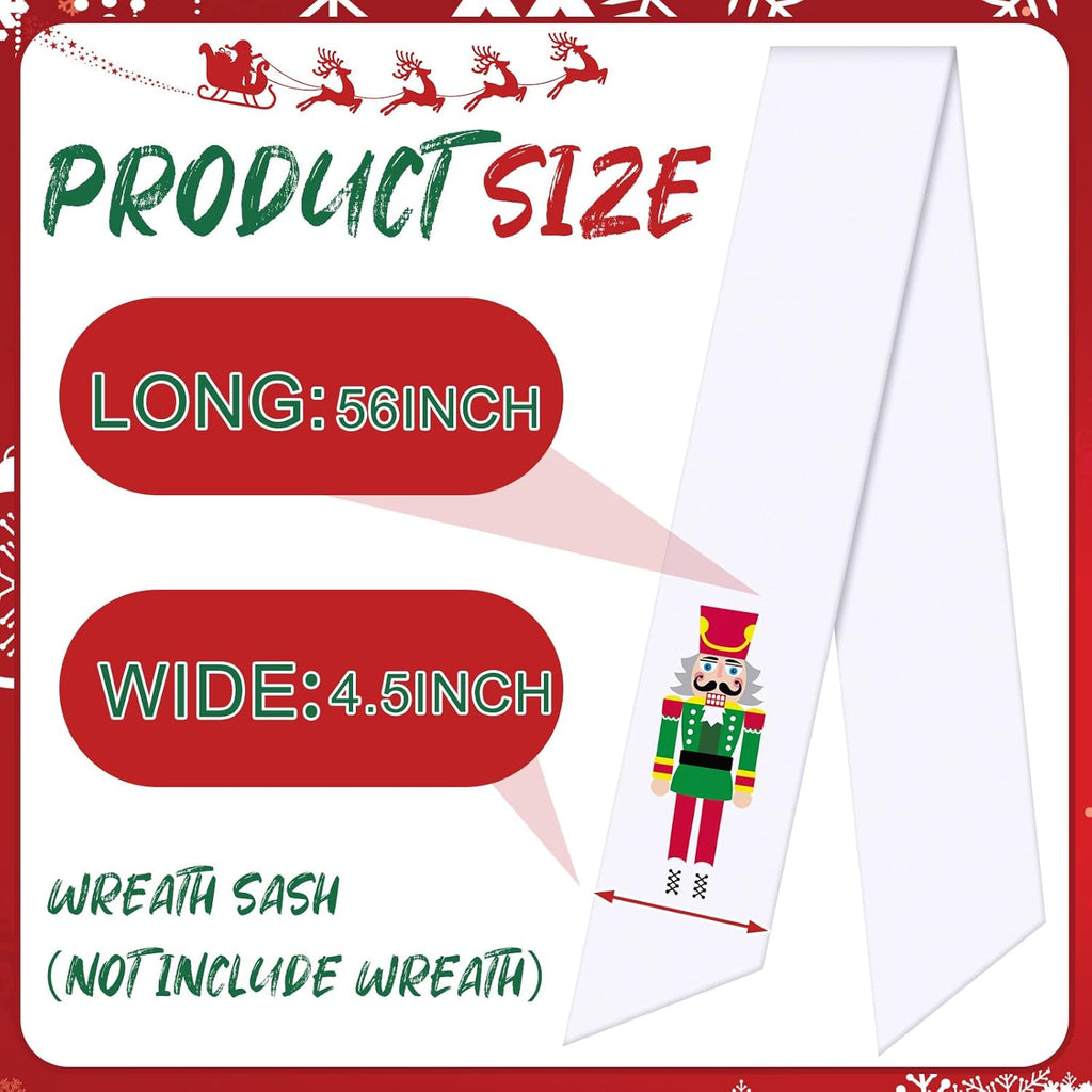 Skiennix Wreath Sash - Satin Blank Sashes for Monogramming | Indoor/Outdoor Home Decor (Red, White, Nutcracker)