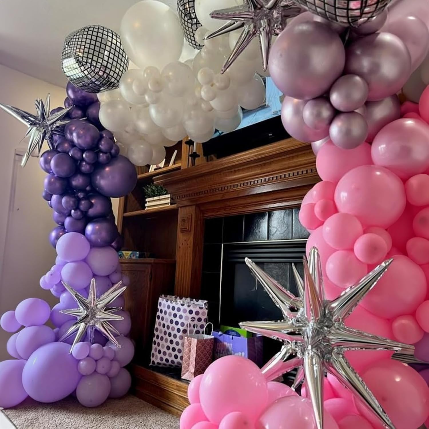 Togvu 12-Inch Metallic Purple Pink Balloons - 60 Pack Confetti Latex for Birthday & Baby Shower Decor